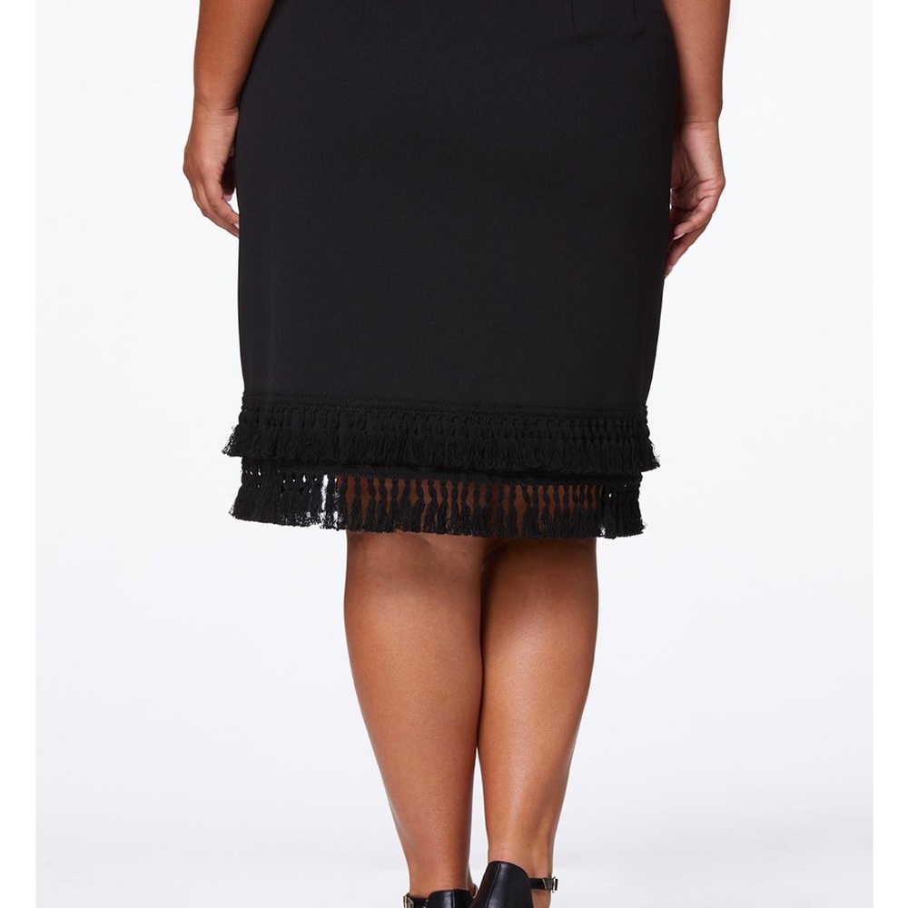 Black Tasseled Knee Length Skirt, 14/16, NWT - Picture 2 of 5